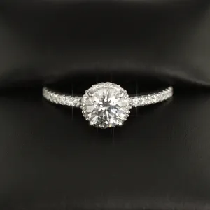 1.17 CTW Moissanite Round Fancy Halo Engagement Ring