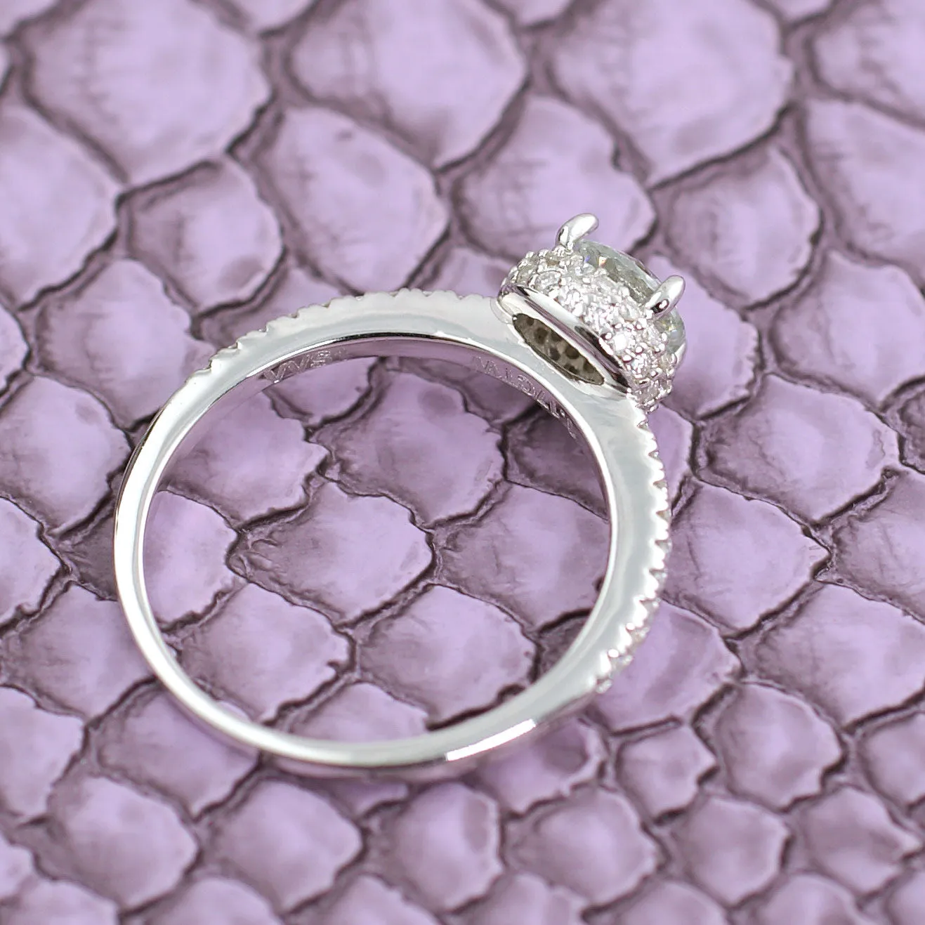 1.17 CTW Moissanite Round Fancy Halo Engagement Ring