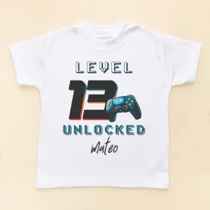 13th Level Unlocked Gamer Birthday Personalised Kids T Shirt