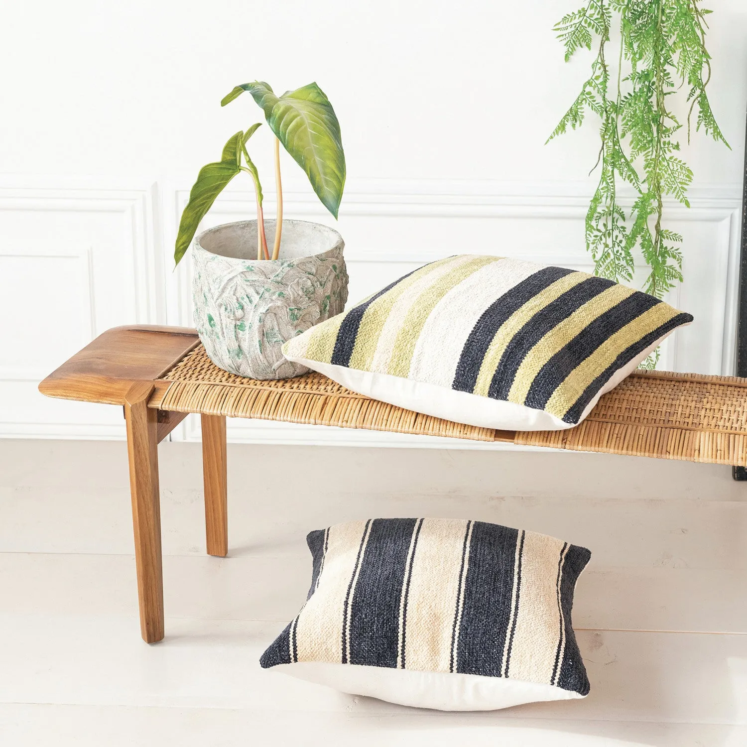 20" Striped Woven Pillow