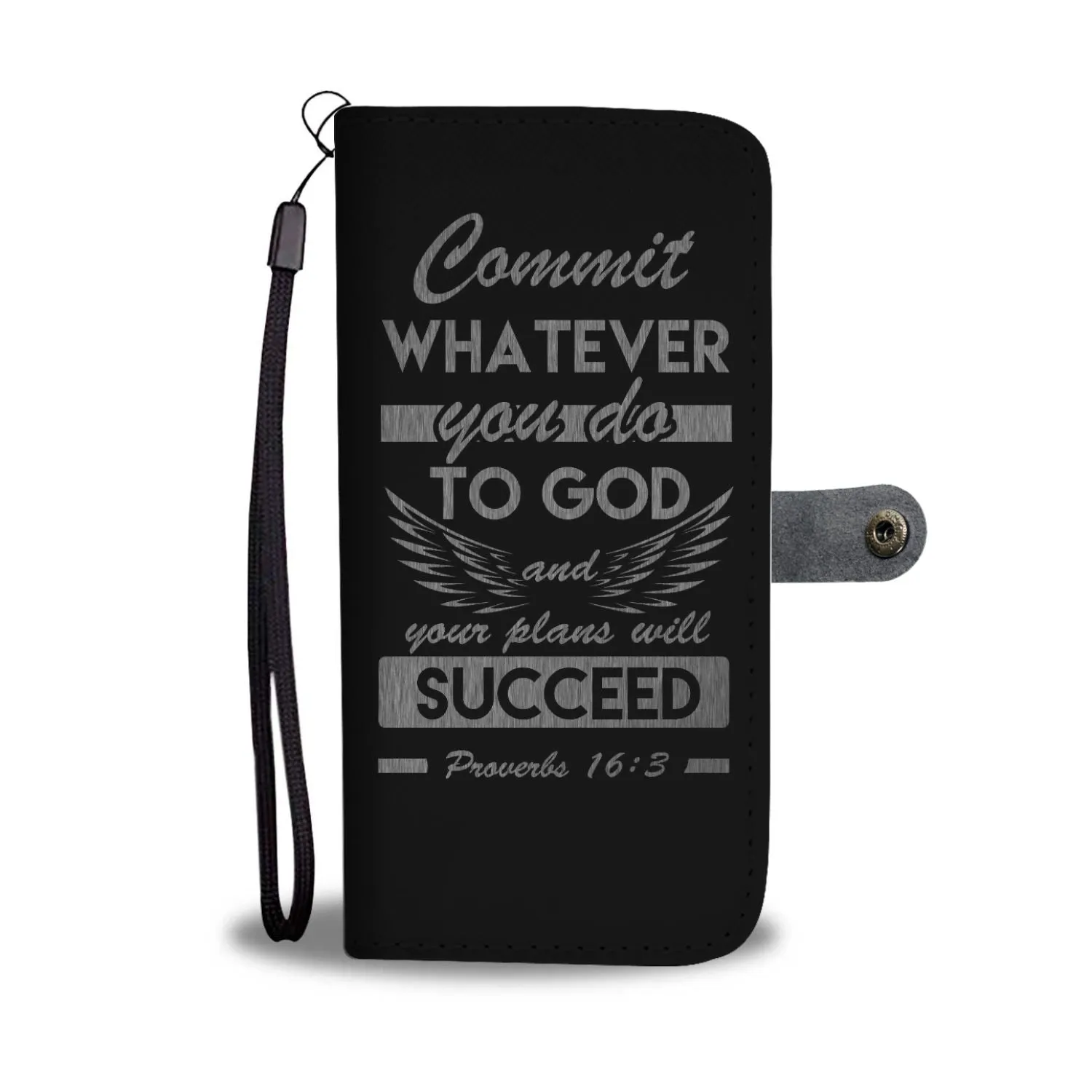 2in1 Wallet and Cell Phone Case - Gun Metal Dark Kosher Design