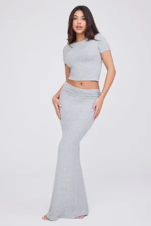 365 SCULPTING LOUNGE MULTIWAY FOLD WAIST MAXI SKIRT - GREY MARL