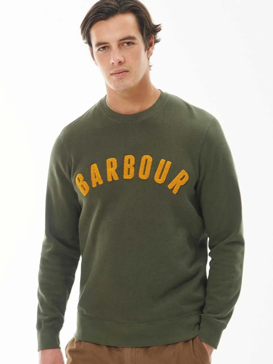 40% OFF BARBOUR Sweater - Mens Prep Logo Crew Neck - Olive Green - Size: SMALL