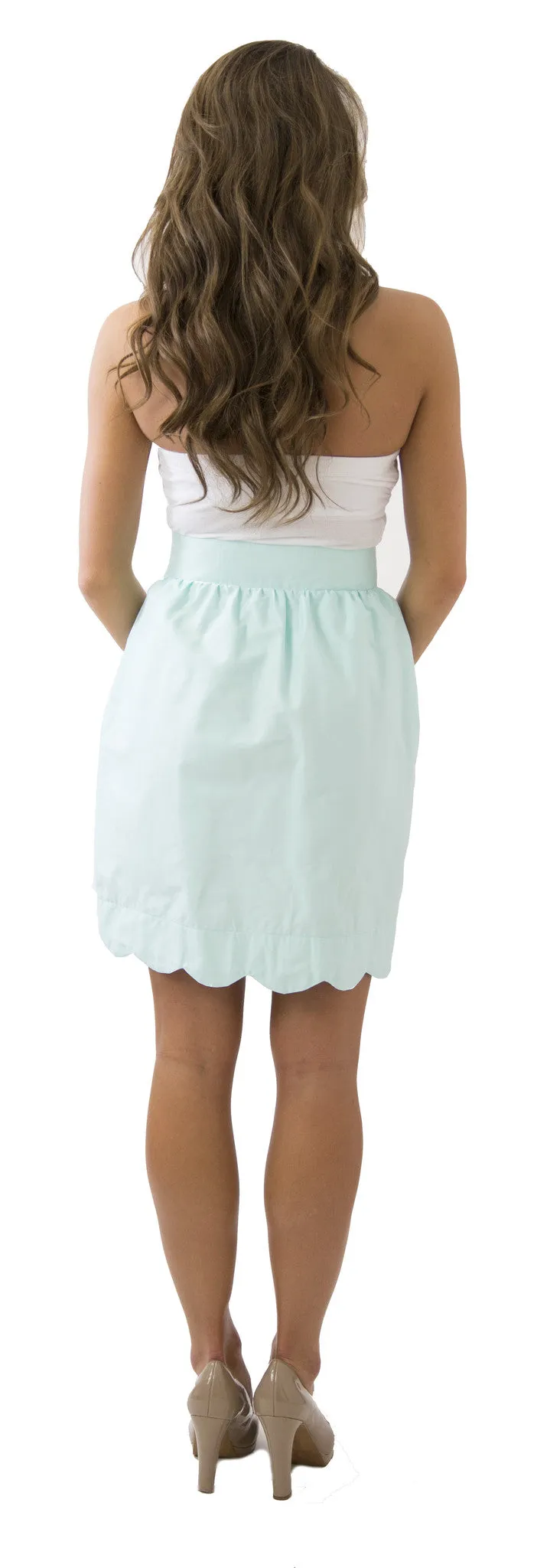 Aly Scallop Skirt- Robin's Egg- Cotton Pique Lined