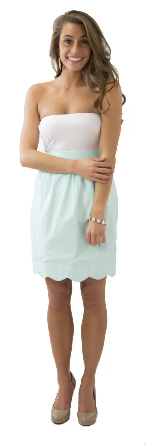 Aly Scallop Skirt- Robin's Egg- Cotton Pique Lined