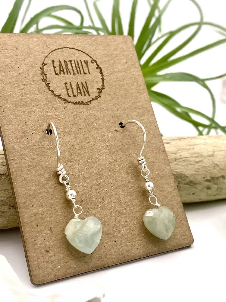 Aquamarine Heart Earrings