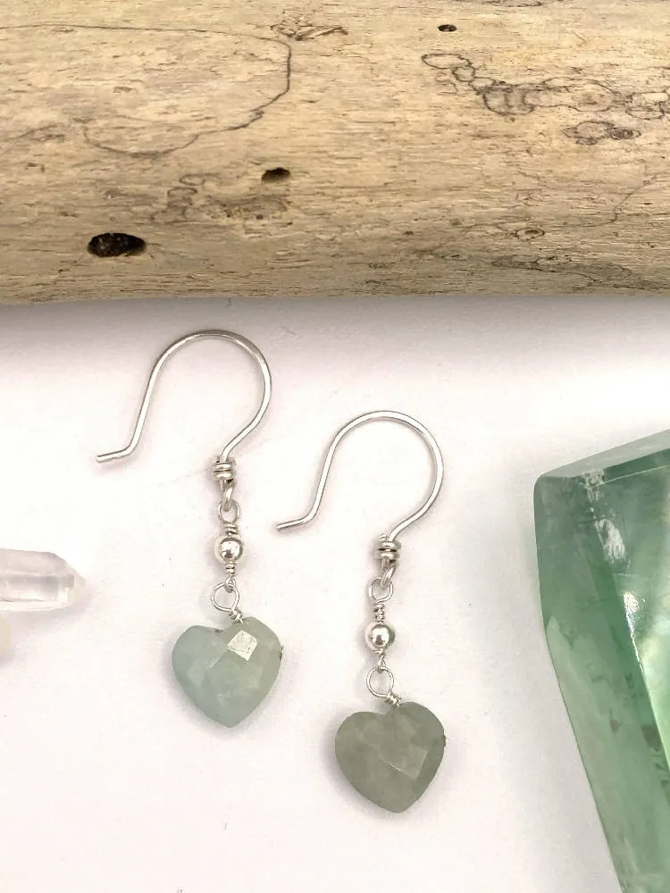 Aquamarine Heart Earrings