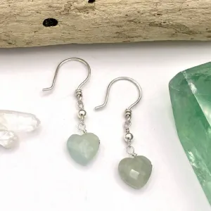 Aquamarine Heart Earrings