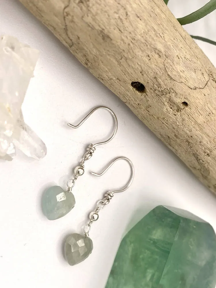 Aquamarine Heart Earrings
