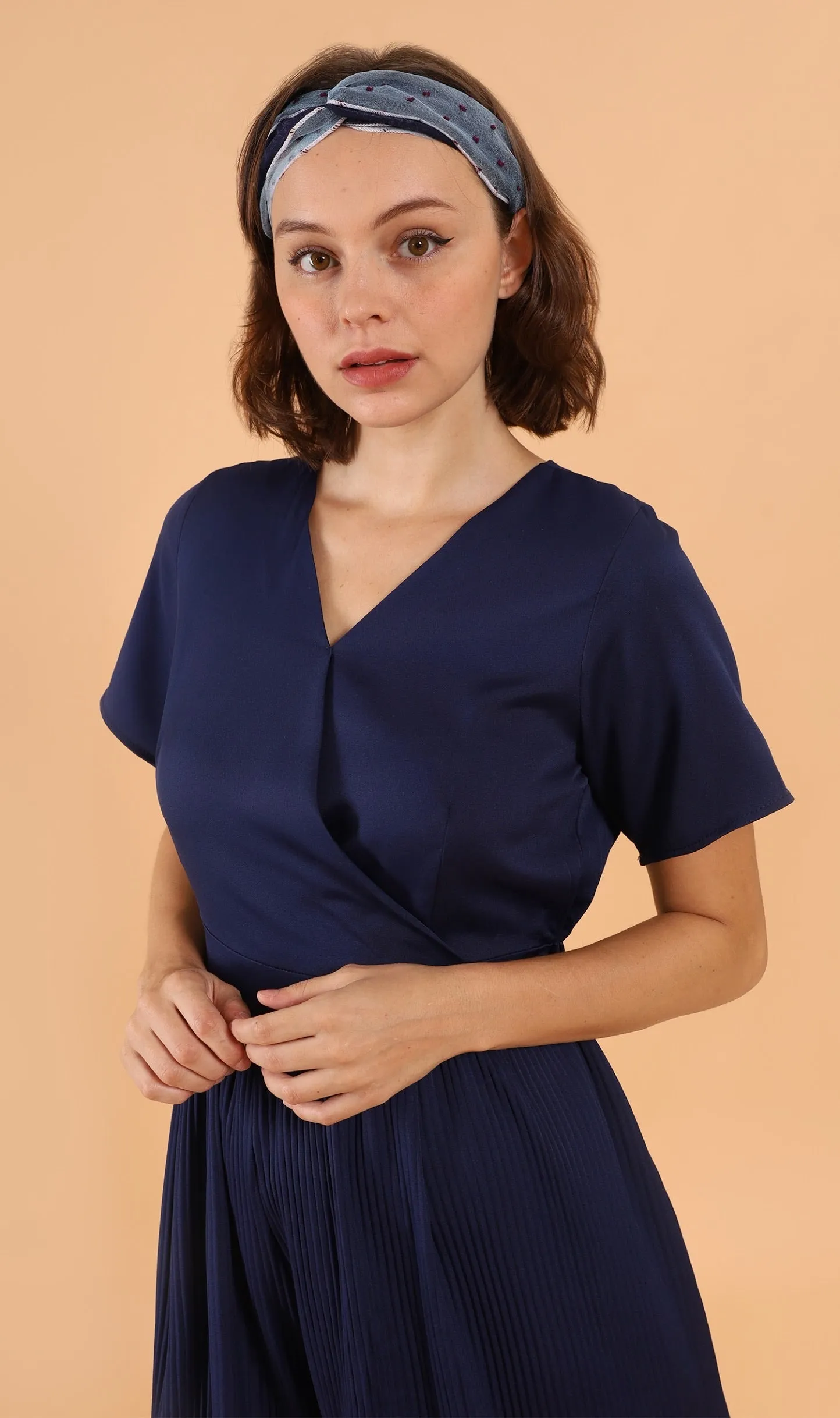 AUBREE Pleated Jumpsuit (Navy)