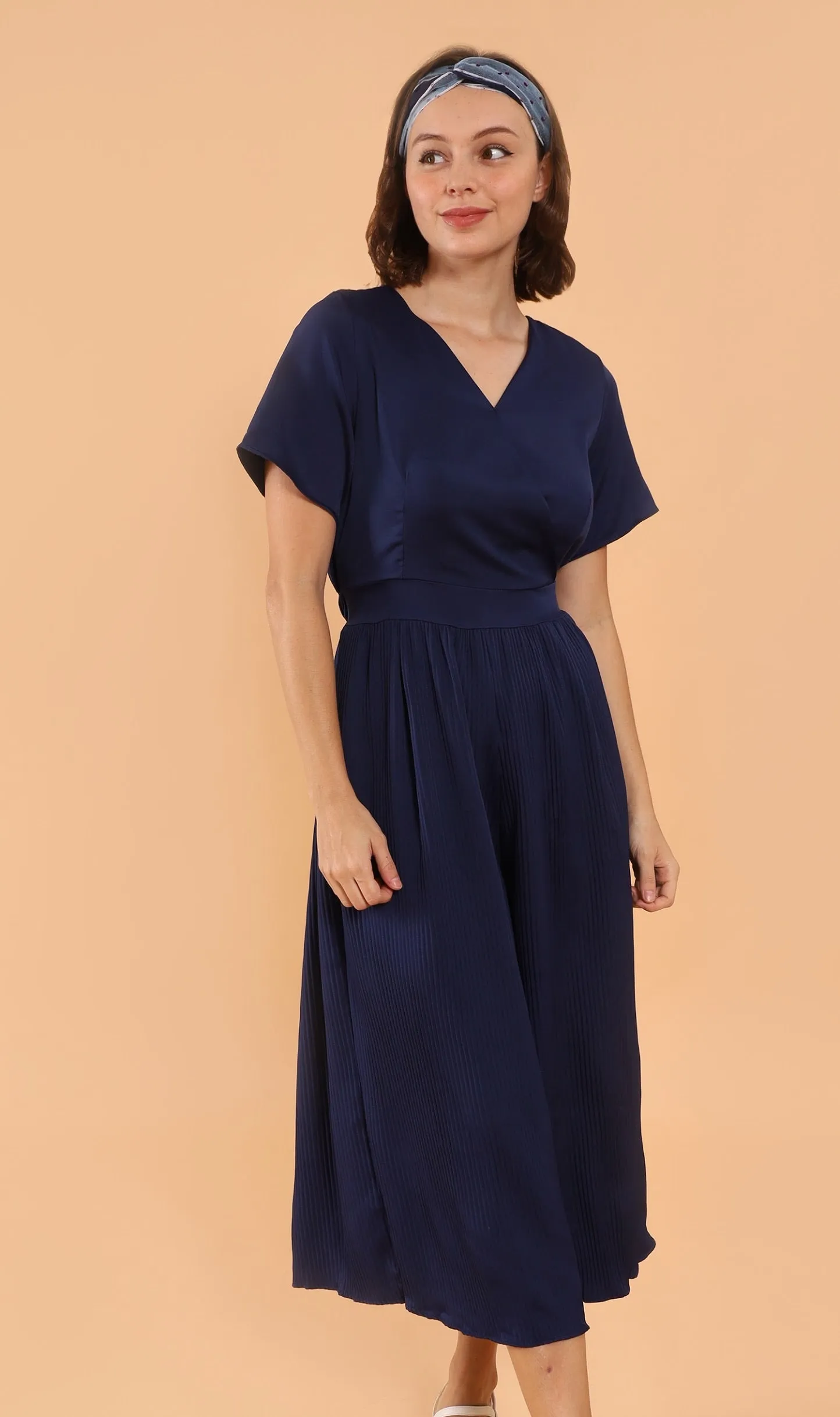 AUBREE Pleated Jumpsuit (Navy)