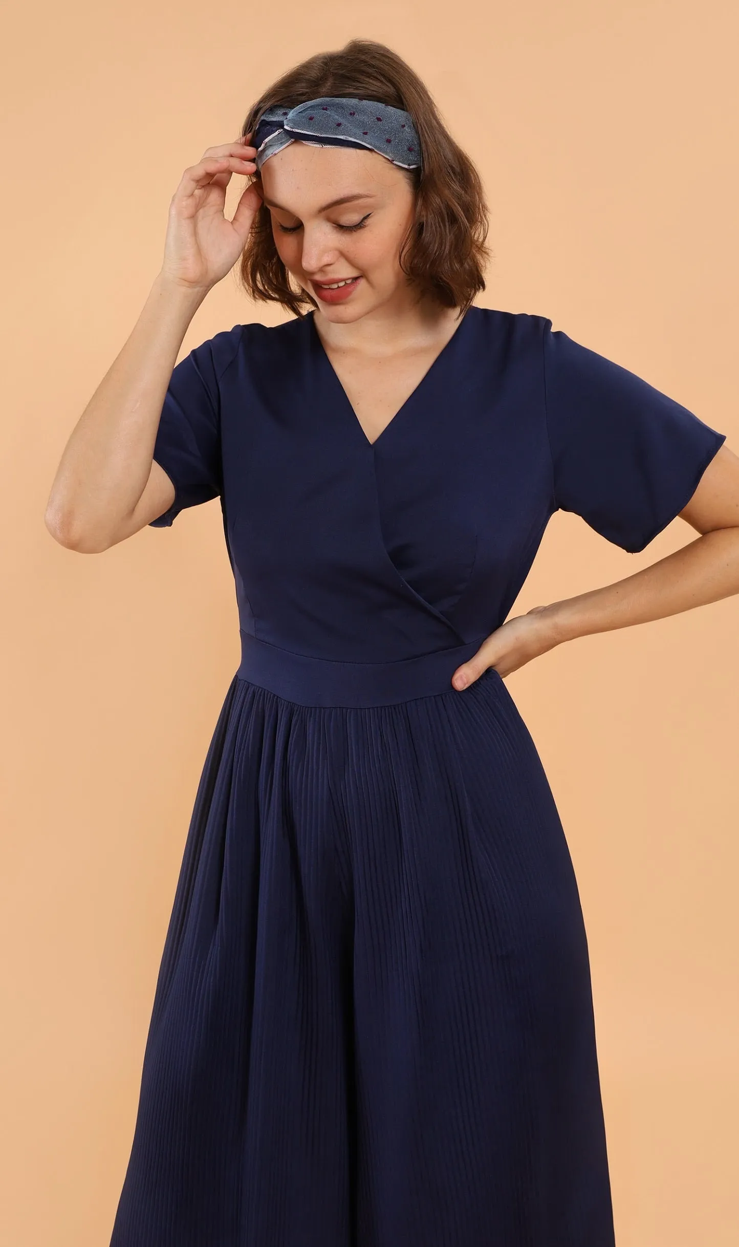 AUBREE Pleated Jumpsuit (Navy)