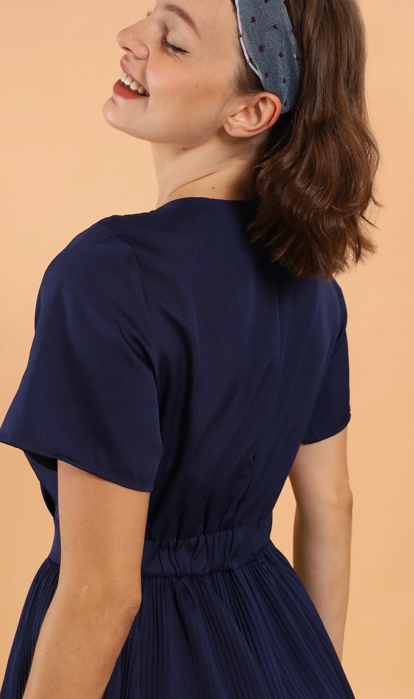 AUBREE Pleated Jumpsuit (Navy)