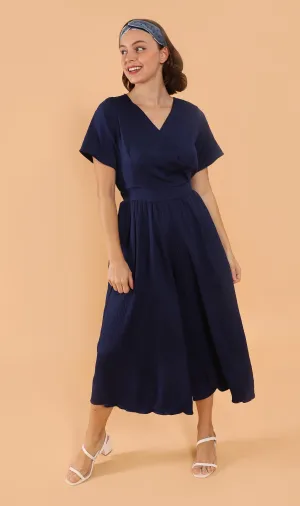 AUBREE Pleated Jumpsuit (Navy)