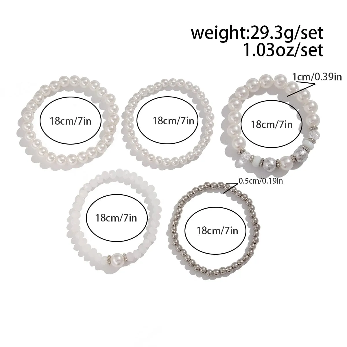 Baroque 4pcs Pearl Crystal Chain Stackable Bracelet Set