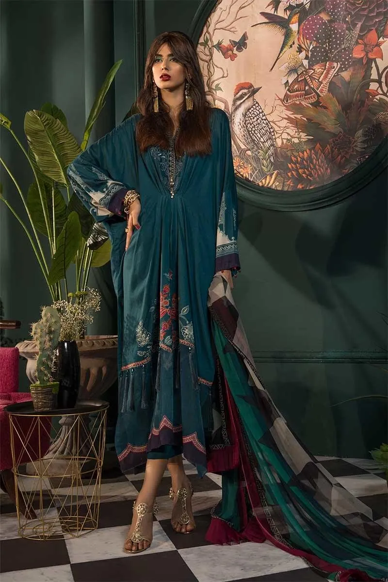Beautiful Pakistani linen dress digitally printed in green color # P2362
