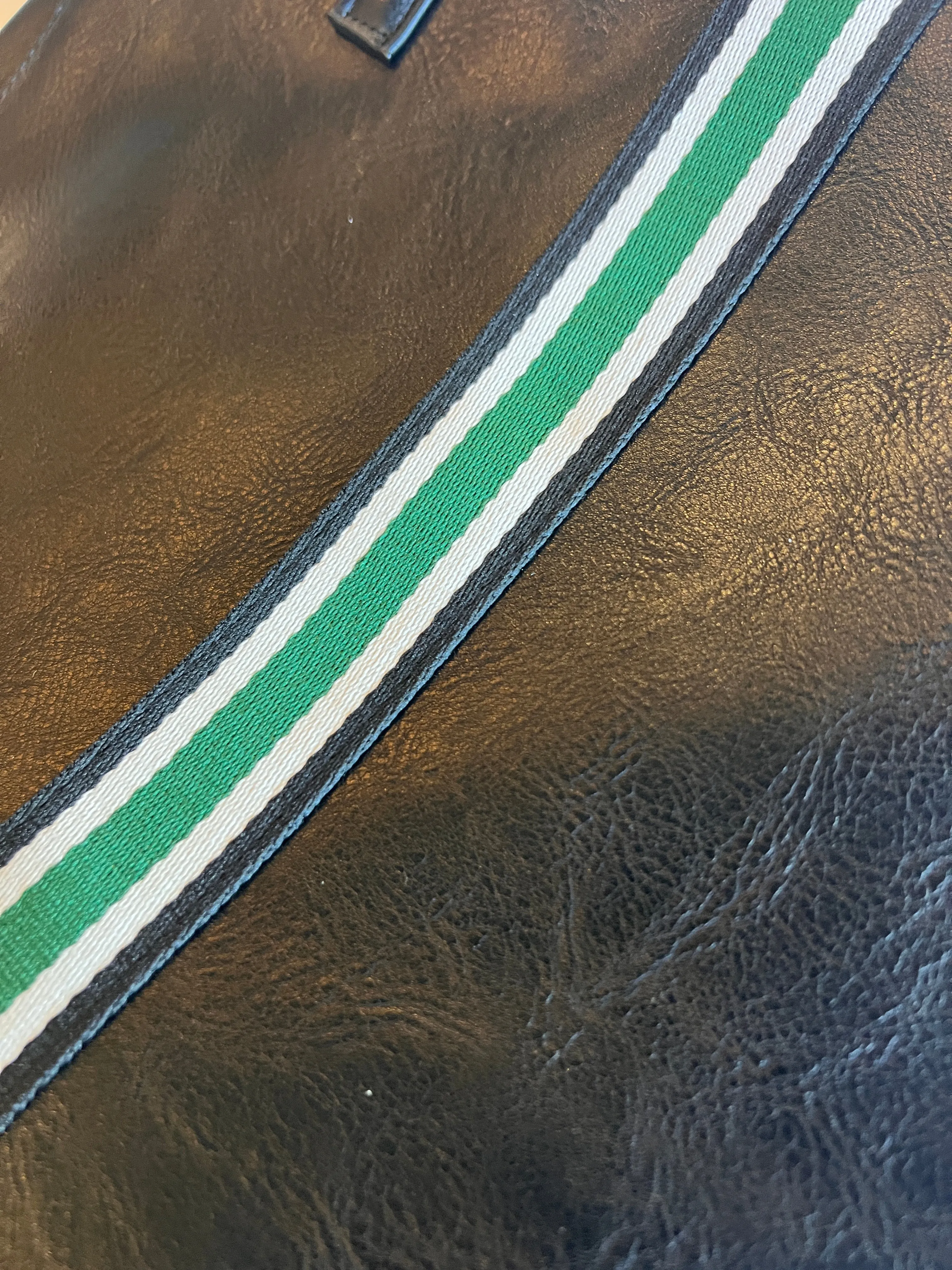 Black   Green Stripe Vegan Tote