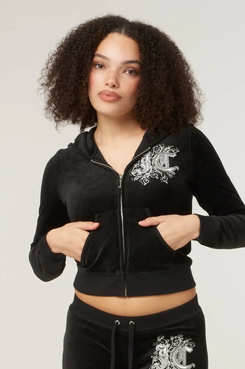 BLACK RENAISSANCE CREST BAMBOO VELOUR HERITAGE HOODIE