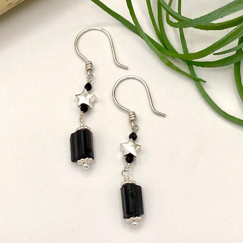 Black Tourmaline Star Earrings