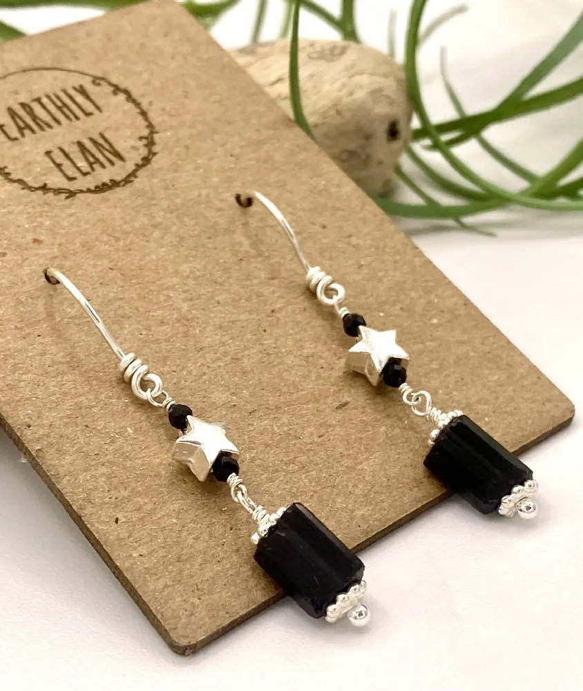 Black Tourmaline Star Earrings