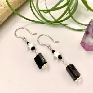 Black Tourmaline Star Earrings