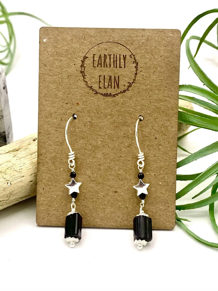Black Tourmaline Star Earrings