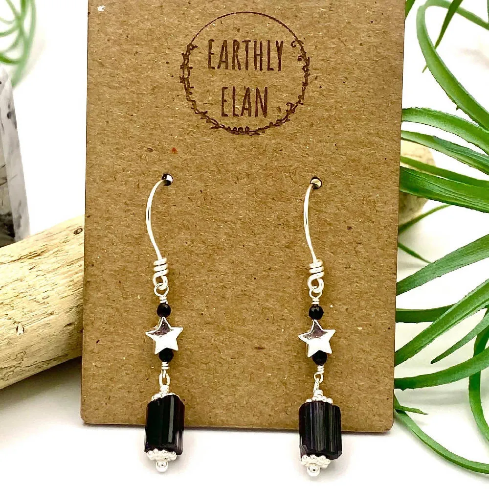 Black Tourmaline Star Earrings