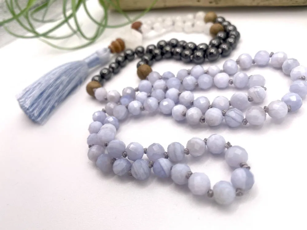 Blue Chalcedony Mala