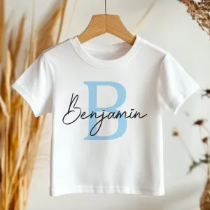 Blue Initial With Name Boy Personalised Toddler & Kids T Shirt