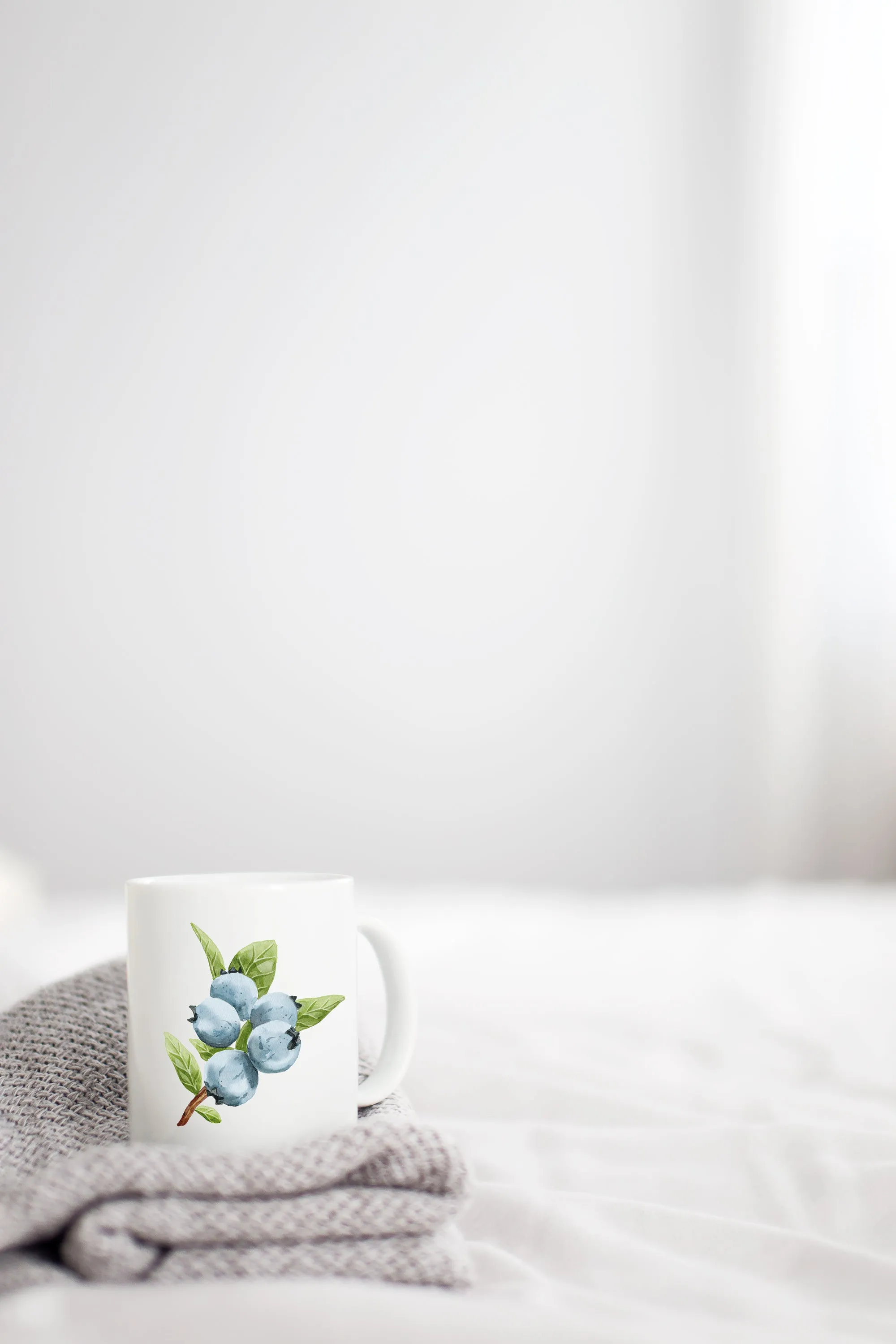 Blueberries coffee mug | 11 oz ceramic coffee mug | Preppy Coastal collection