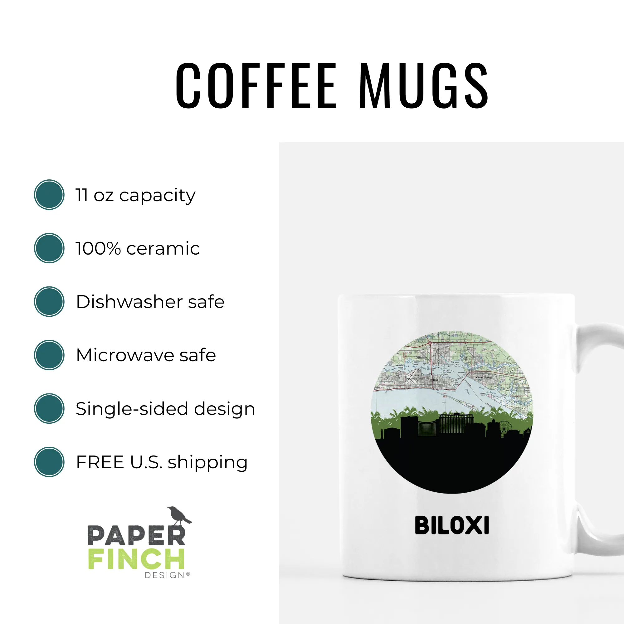 Blueberries coffee mug | 11 oz ceramic coffee mug | Preppy Coastal collection