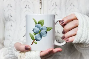 Blueberries coffee mug | 11 oz ceramic coffee mug | Preppy Coastal collection