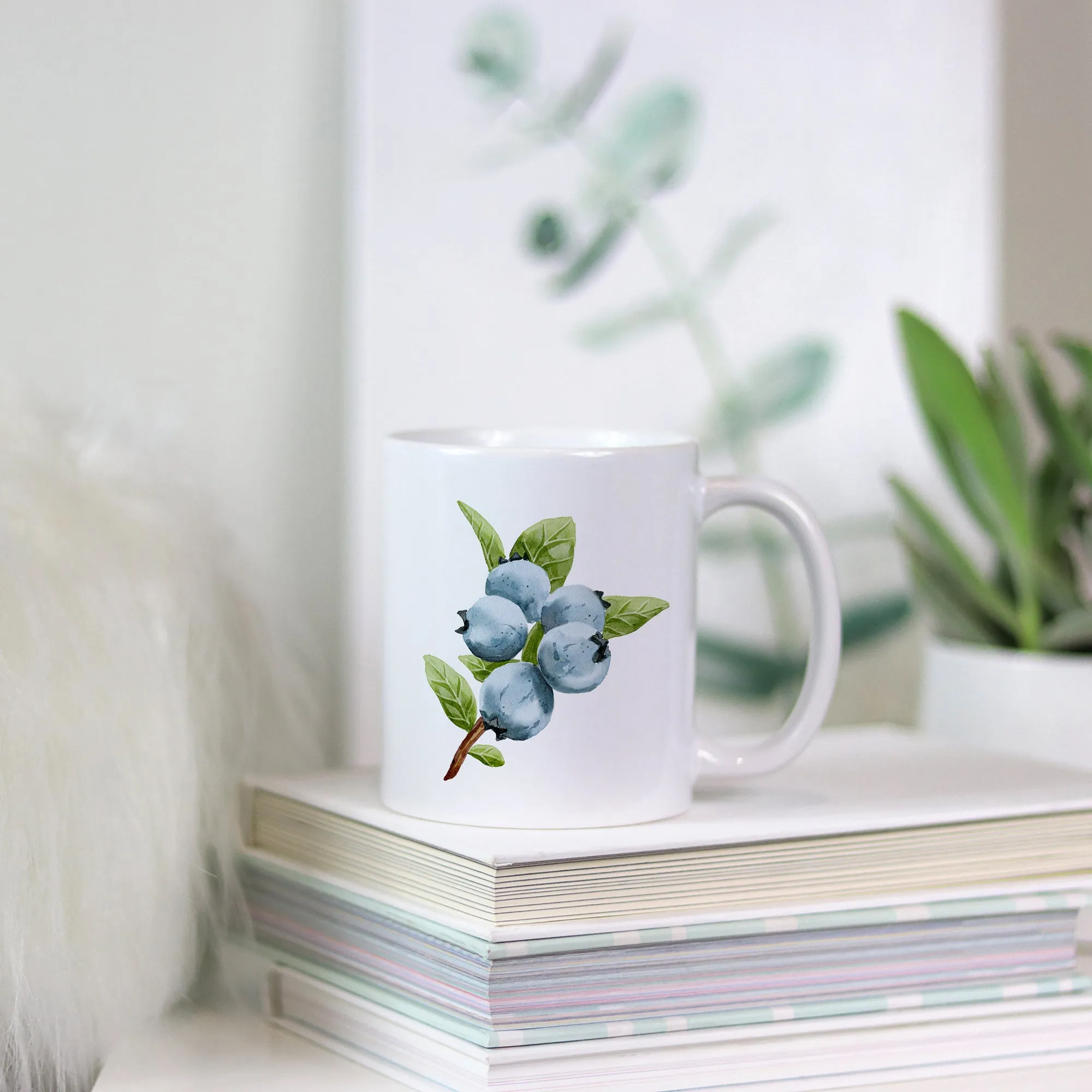 Blueberries coffee mug | 11 oz ceramic coffee mug | Preppy Coastal collection