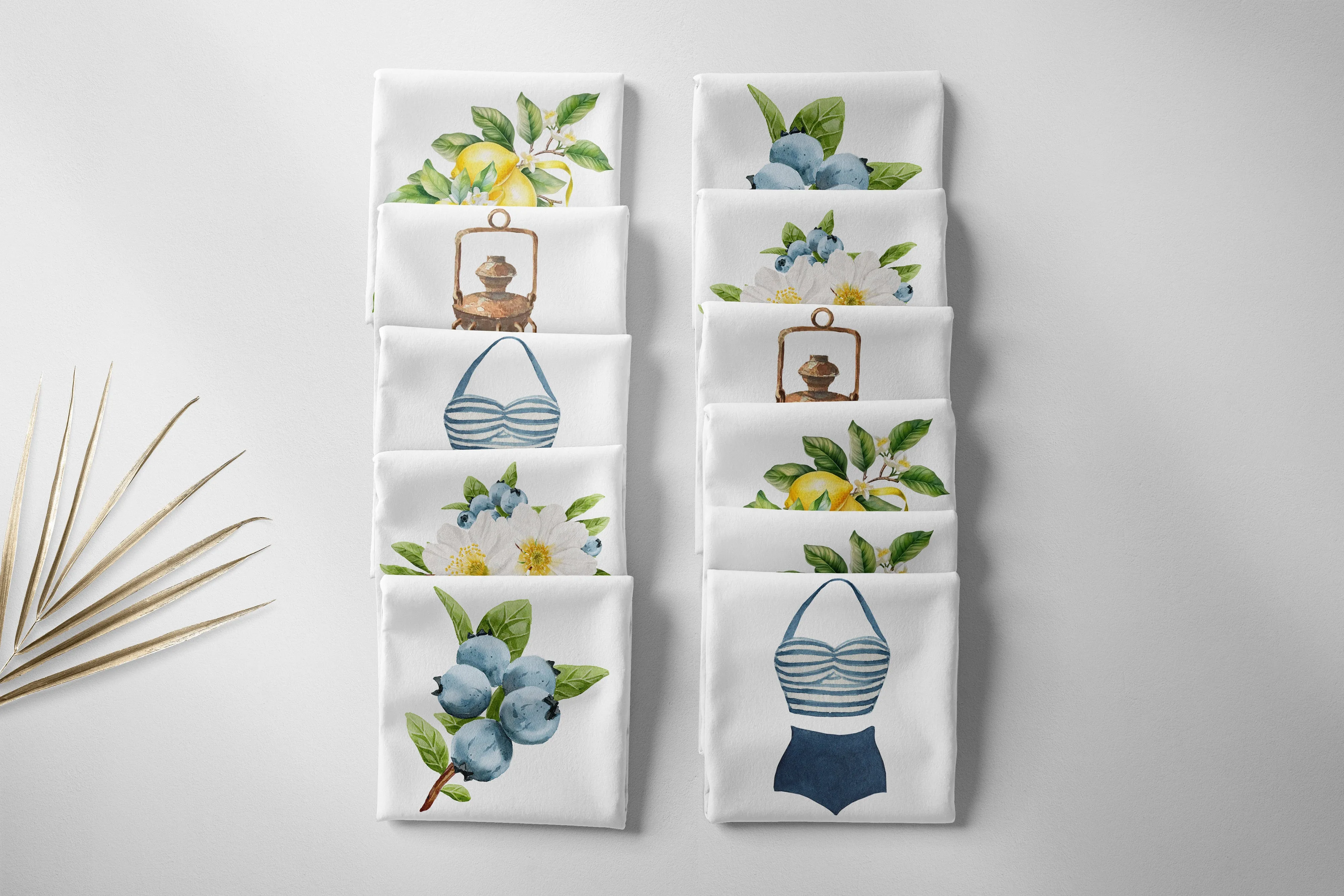 Blueberry illustration cotton Tea Towel | farmhouse kitchen decor | Preppy Coastal Collection