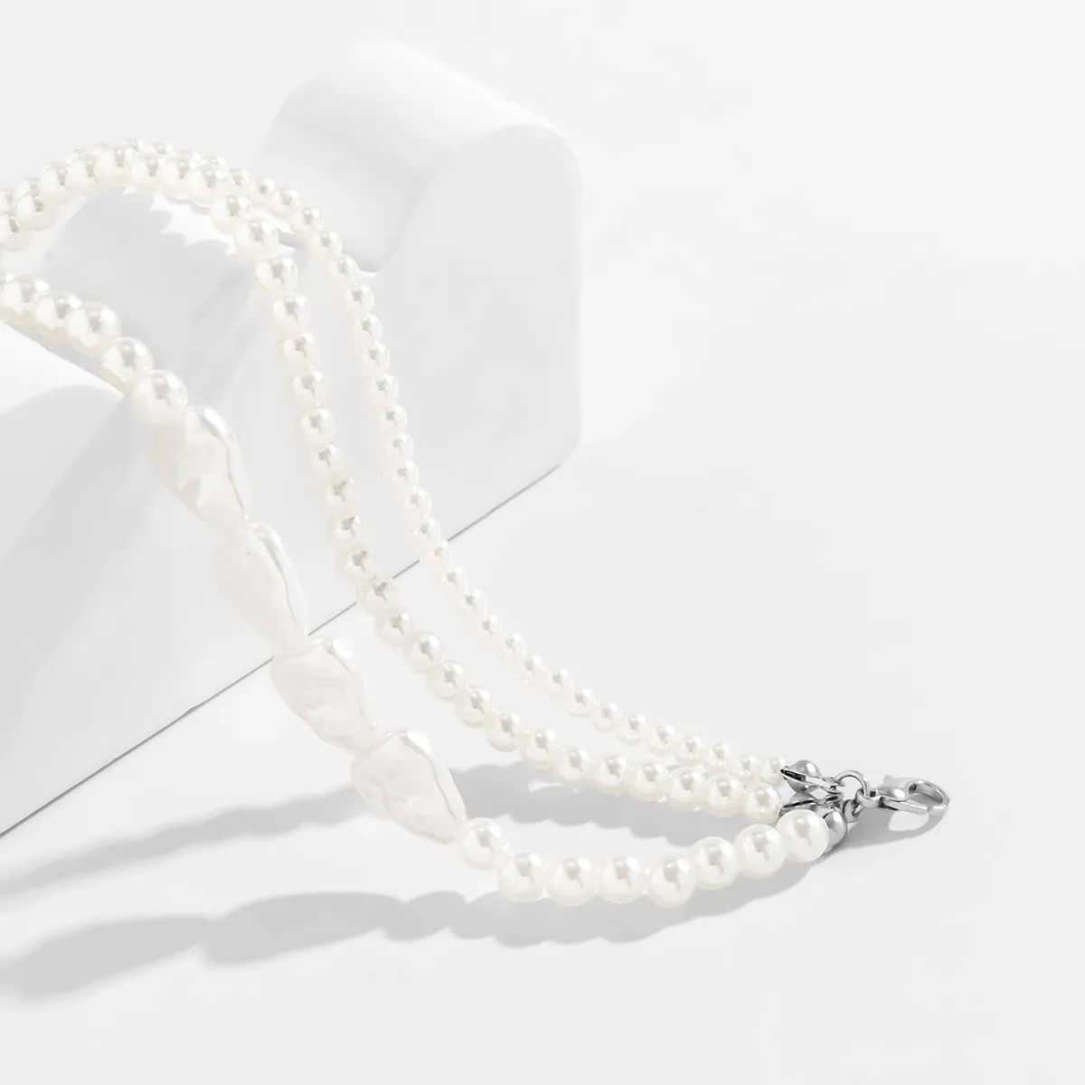 Boho Layered Irregular Pearl Chain Bracelet