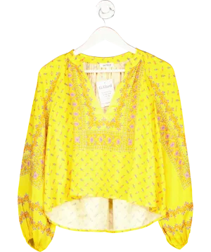 Boteh Yellow Bon Bon Smock Blouse UK 8
