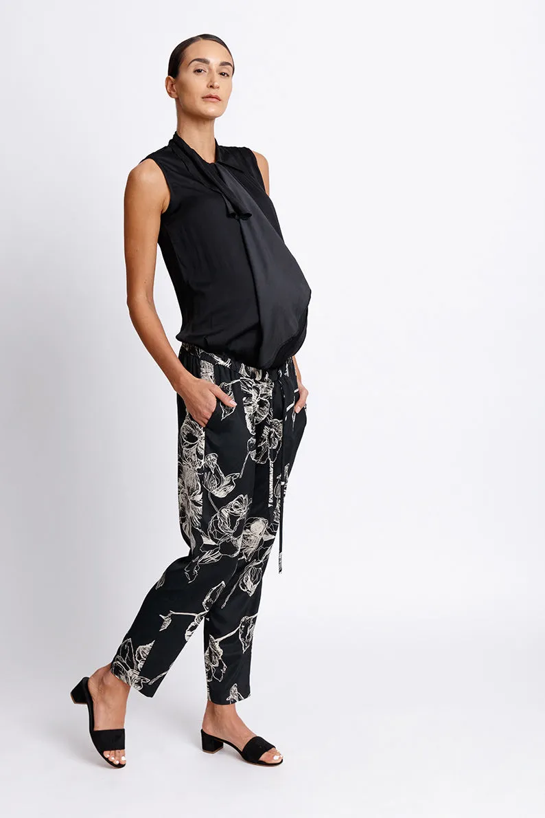 Bow Tie Wrap Blouse - Charcoal