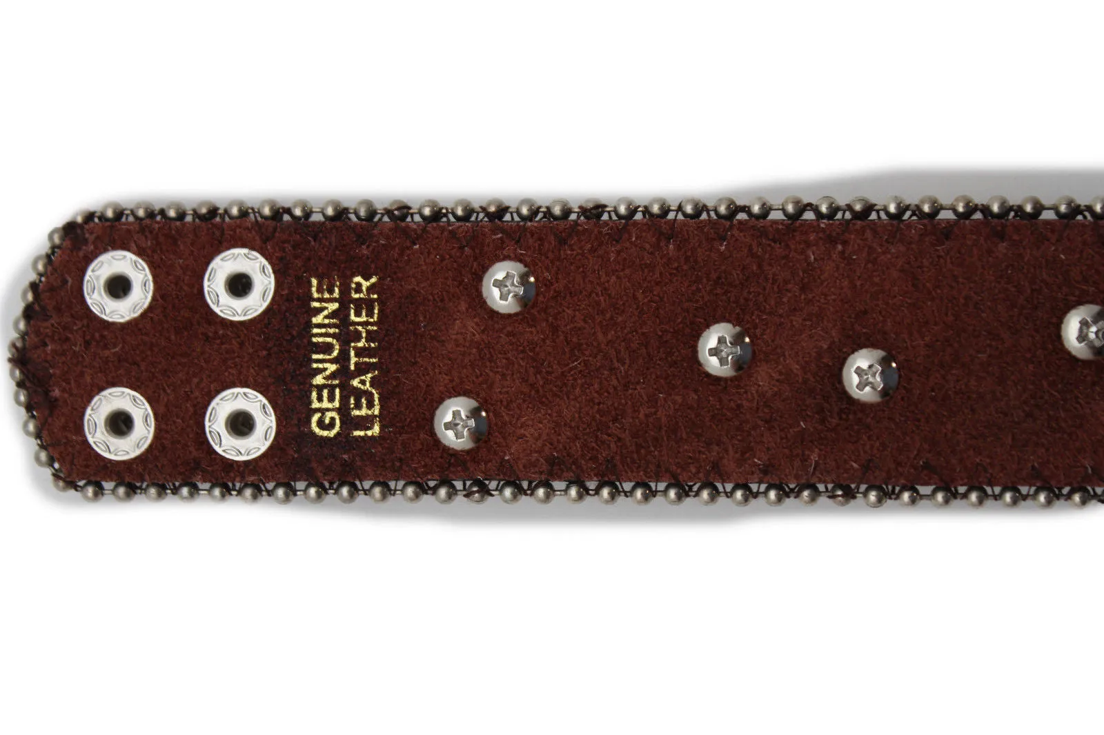 Brown Black Leather Bracelet Big Colorful Rhinestones Bead