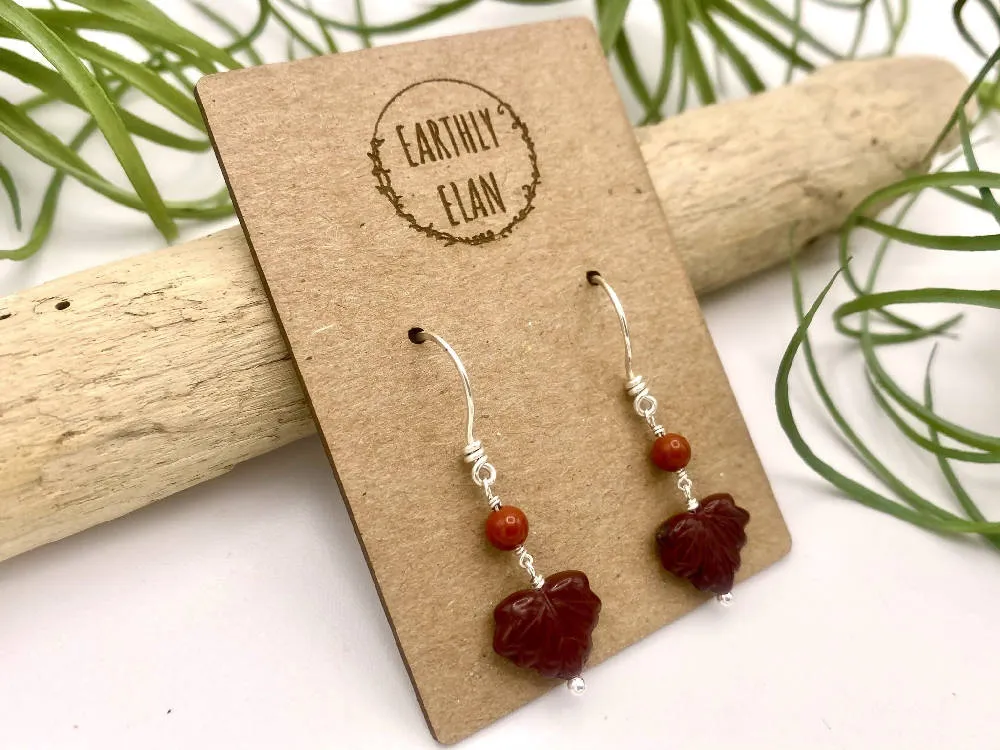 Burgundy Leaf Peeper Earrings