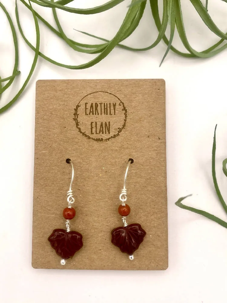 Burgundy Leaf Peeper Earrings