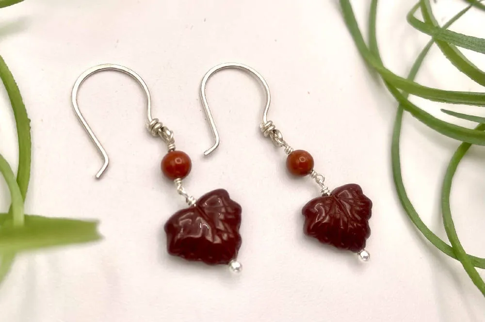 Burgundy Leaf Peeper Earrings