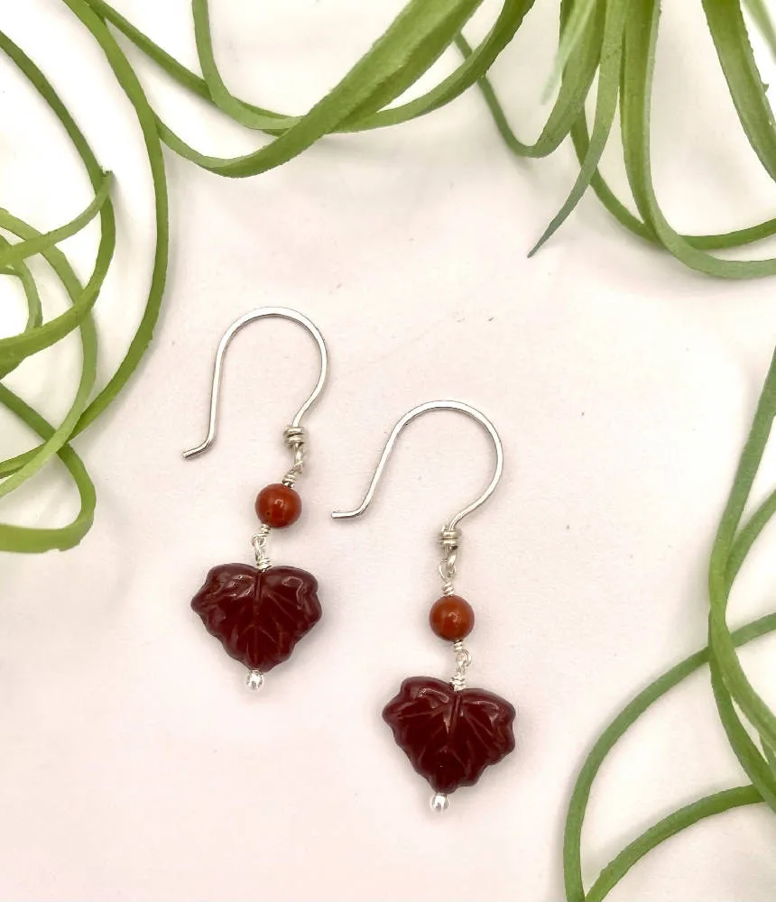 Burgundy Leaf Peeper Earrings