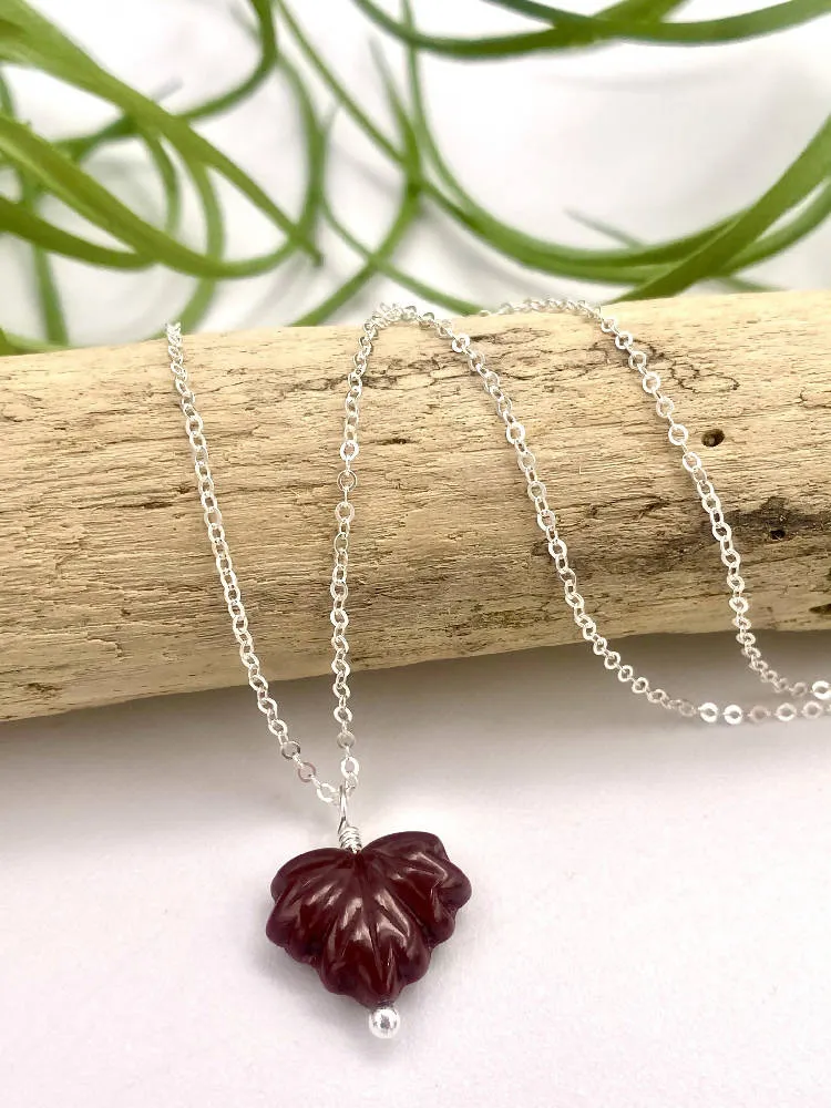 Burgundy Leaf Peeper Necklace