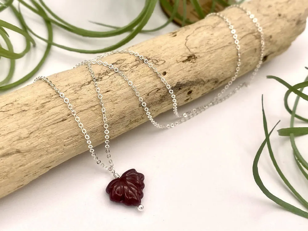 Burgundy Leaf Peeper Necklace