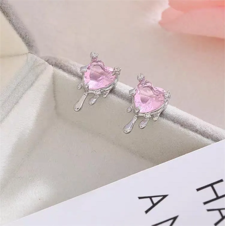 Chic Crystal Heart Melting Earrings