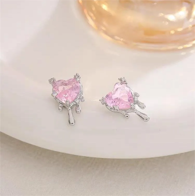 Chic Crystal Heart Melting Earrings