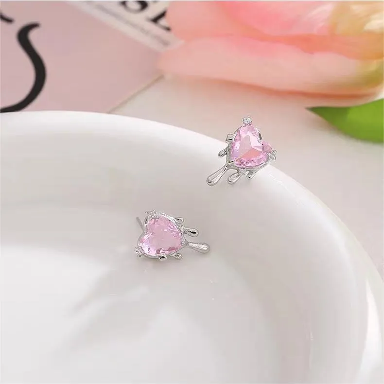 Chic Crystal Heart Melting Earrings