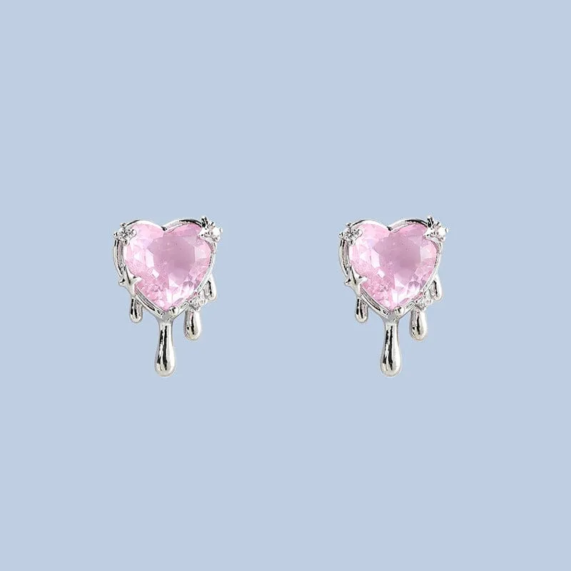 Chic Crystal Heart Melting Earrings