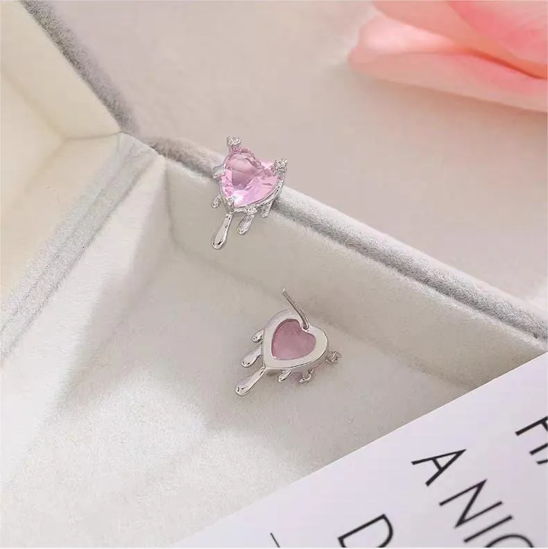 Chic Crystal Heart Melting Earrings