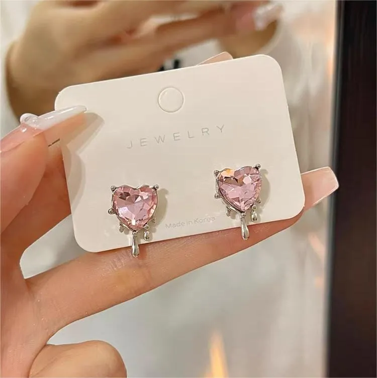 Chic Crystal Heart Melting Earrings